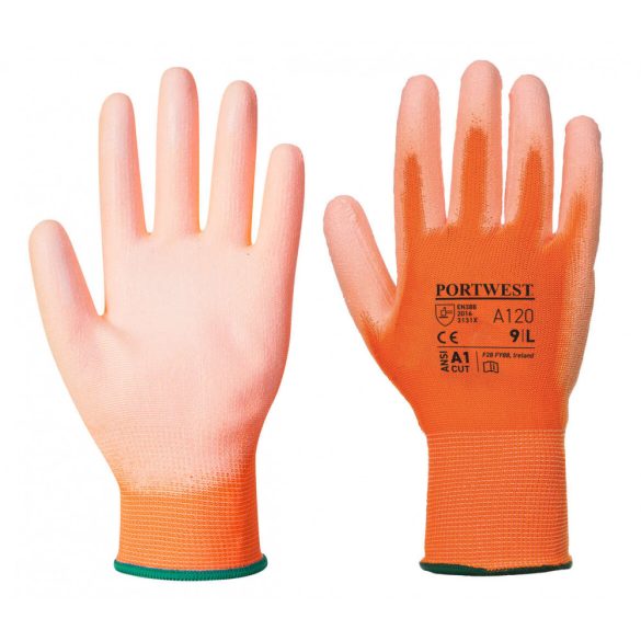 Portwest A120 - Nylon kesztyű PU tenyérmártott - 6/XS - narancs