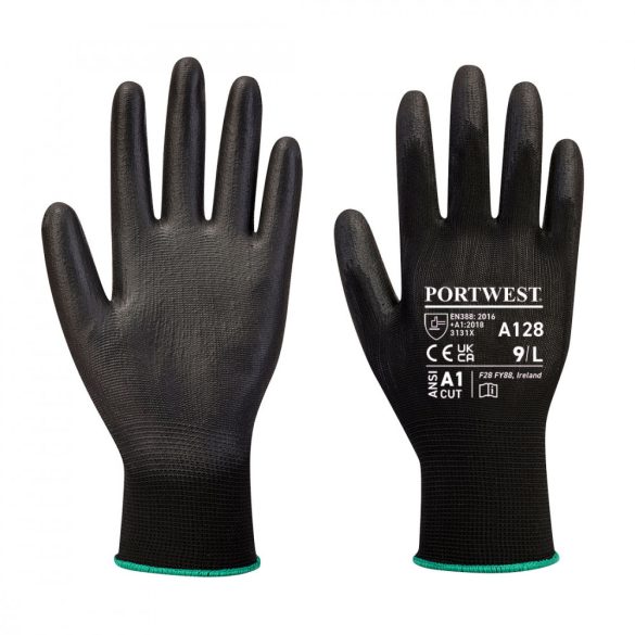 Portwest PU Palm kesztyű Latex Free-A128-fekete-M