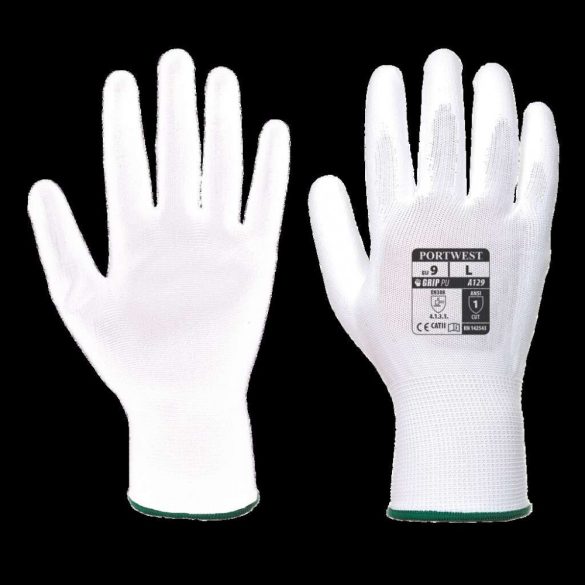 Portwest PU tenyérmártott kesztyű (480 pár)-A129-fehér-2XL