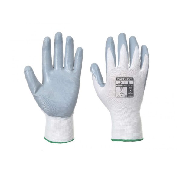 Portwest Flexo Grip nitril kesztyű (kisker csomagolás)-A319-szürke / fehér-2XL