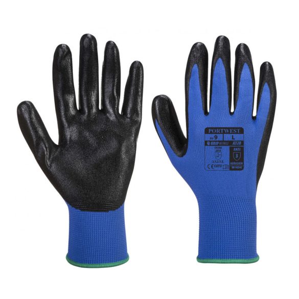 Portwest Nylon nitrilhab tenyérmártott védőkeszyű-A320-kék-2XL