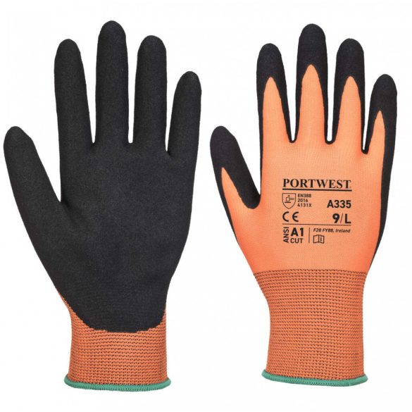 Portwest A335 - Dermi-Grip NPR15 Nitrile Sandy kesztyű-A335-narancs/fekete-XS