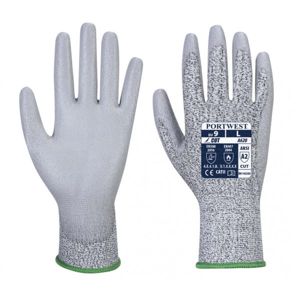 Portwest PU tenyérmártott vágásbiztos védőkesztyű, Cut 3-A620-szürke-3XL
