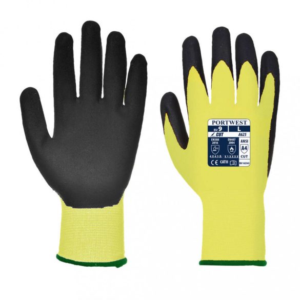 Portwest Láthatósági vágásbiztos védőkesztyű, Cut 5-A625-sárga/fekete-2XL