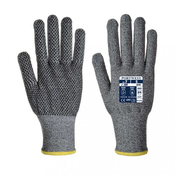 Portwest Sabre pontozott vágásbiztos kesztyű-A640-szürke-XL
