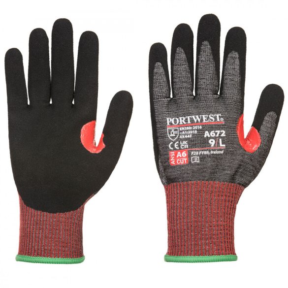 Portwest AHR13 F Dark Nitrile Cut kesztyű-A672-fekete-2XL