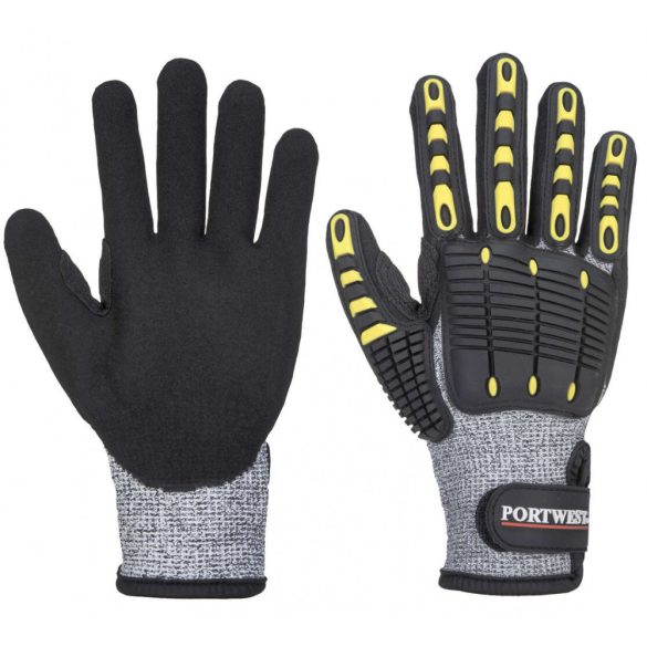 Portwest Anti Impact vágásbiztos kesztyű, Cut 5-A722-szürke/fekete-3XL
