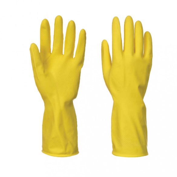 Portwest Háztartási latex védőkesztyű (12 pár)-A800-sárga-M