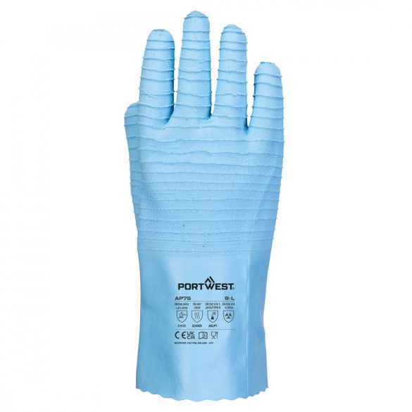Portwest FD vegyszerálló B Latex kesztyű-AP75-kék-L