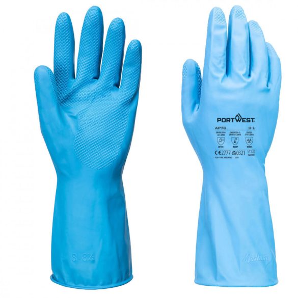 Portwest FD Chemical B Latex könnyű kesztyű (12 pár)-AP76-kék-M
