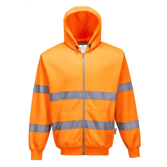 Portwest Hi-Vis cipzáros pulóver-B305-narancs-L