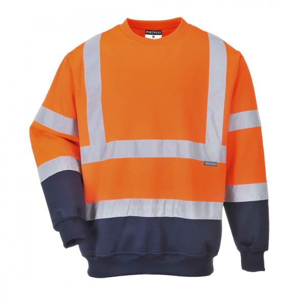 Portwest Kéttónusú jól láthatósági pulóver-B306-narancs / tengerészkék-4XL