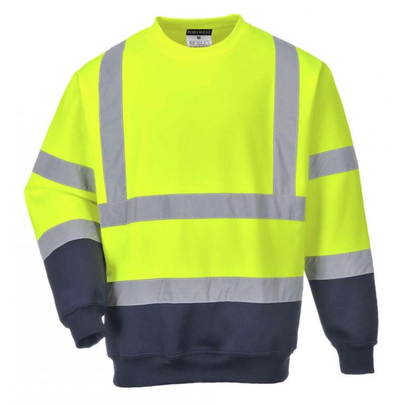 Portwest Kéttónusú jól láthatósági pulóver-B306-sárga / tengerészkék-2XL