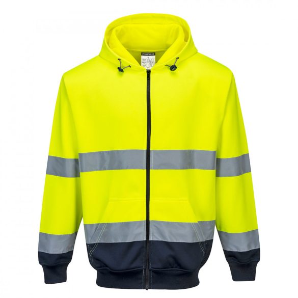 Portwest Két tónusú cipzáras kapucnis pulóver-B317-sárga / tengerészkék-2XL