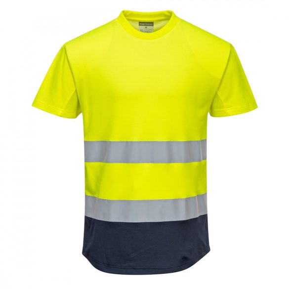 Portwest Kéttónusú Mesh póló-C395-sárga / tengerészkék-2XL