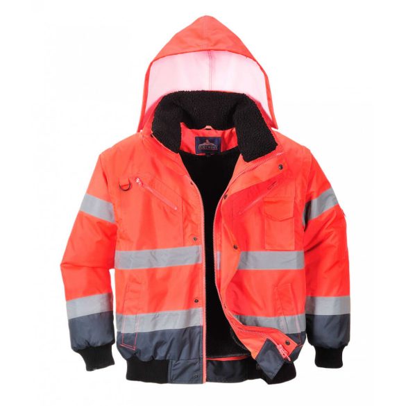 Portwest Jól láthatósági bomber munkavédelmi dzseki-C465-piros/tengerészkék-3XL