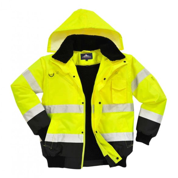 Portwest Jól láthatósági bomber munkavédelmi dzseki-C465-sárga / fekete-3XL