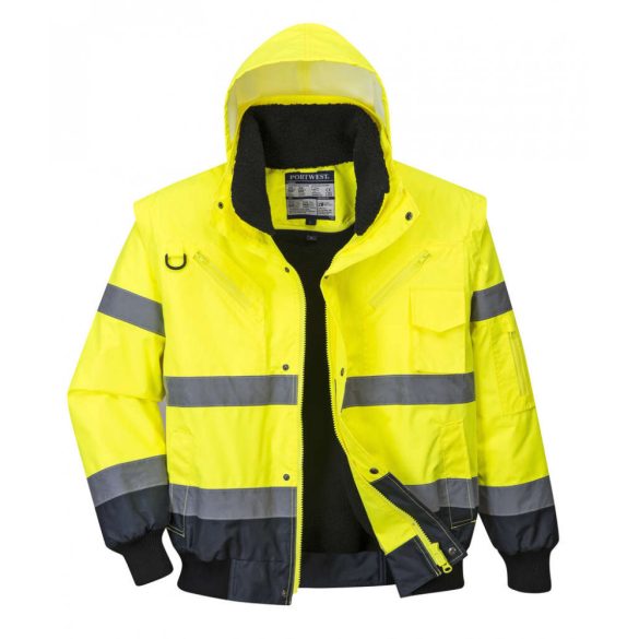 Portwest Jól láthatósági bomber munkavédelmi dzseki-C465-sárga / tengerészkék-6XL