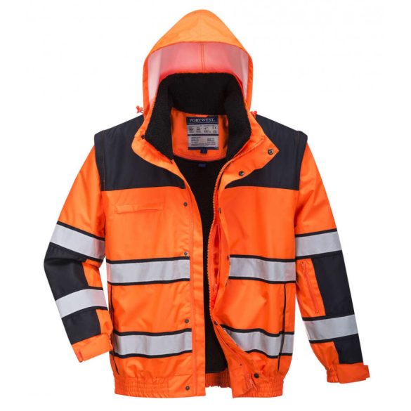 Portwest Hi-Vis Classic Bomber munkavédelmi dzseki-C466-narancs/fekete-L
