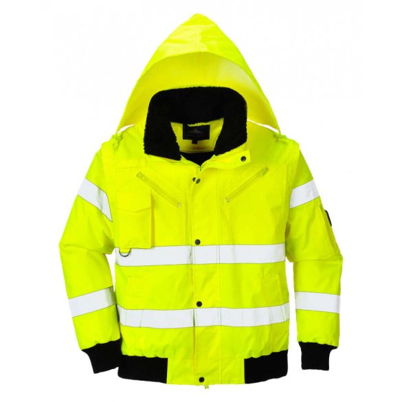 Portwest Hi-Vis 3 az 1-ben Bomber dzseki-C467-sárga-L