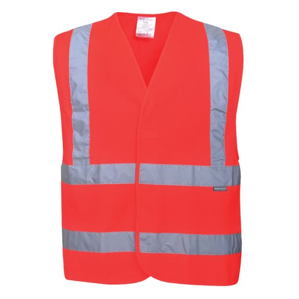 Portwest Jól láthatósági két csíkos mellény-C470-piros-L/XL