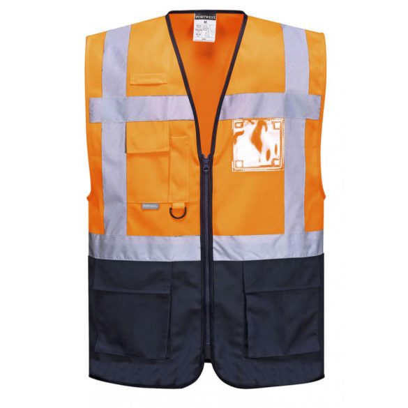 Portwest Jól láthatósági Warsaw vezetői mellény-C476-narancs / tengerészkék-2XL