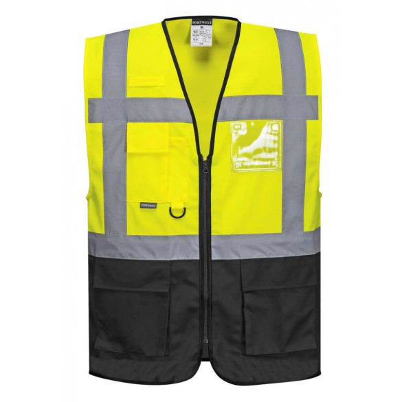 Portwest Jól láthatósági Warsaw vezetői mellény-C476-sárga / fekete-3XL