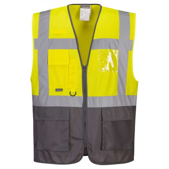 Portwest Jól láthatósági Warsaw vezetői mellény-C476-sárga/szürke-3XL