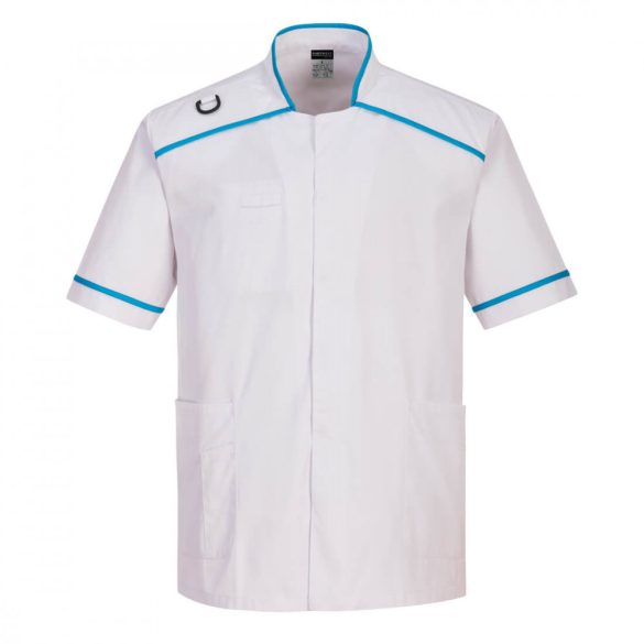 Portwest Férfi orvosi tunika-C821-fehér / vízkék-2XL