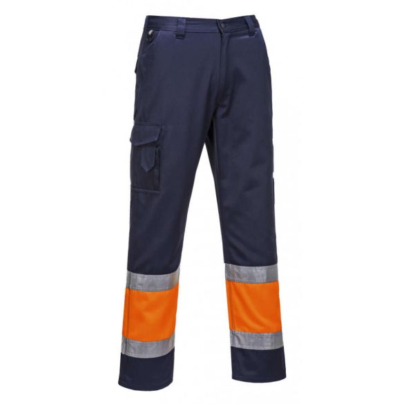 Portwest Jól láthatósági kéttónusú nadrág-E049-narancs / tengerészkék-2XL