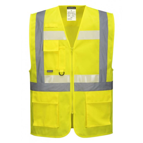 Portwest G456 - Glowtex vezetői mellény Ezee zippzárral - S - sárga