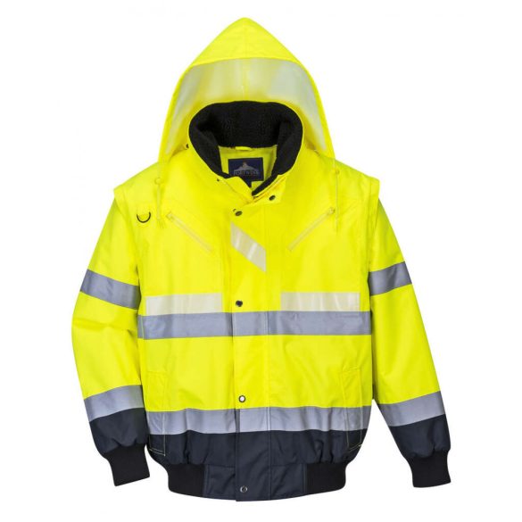 Portwest Glowtex 3 az 1-ben kabát-G465-sárga / tengerészkék-3XL