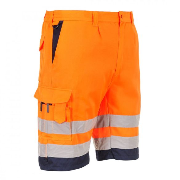 Portwest HiVis jólláthatósági rövidnadrág-L043-narancs/tengerészkék-3XL