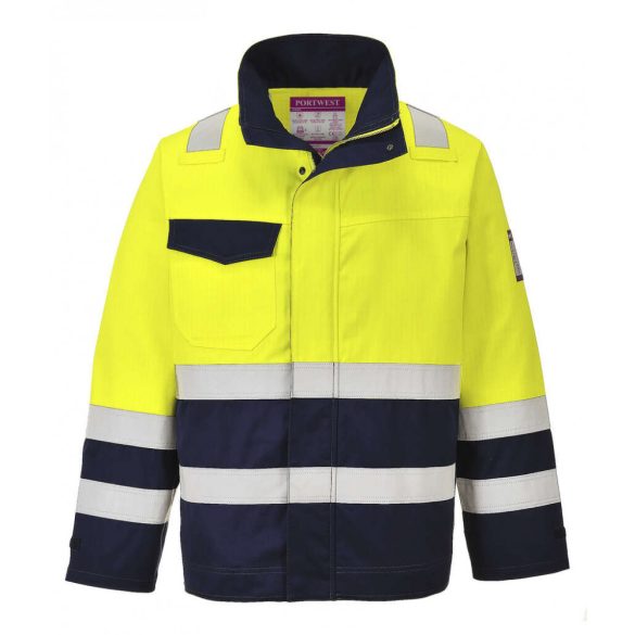Portwest Hi-Vis Modaflame munkakabát-MV25-sárga / tengerészkék-L