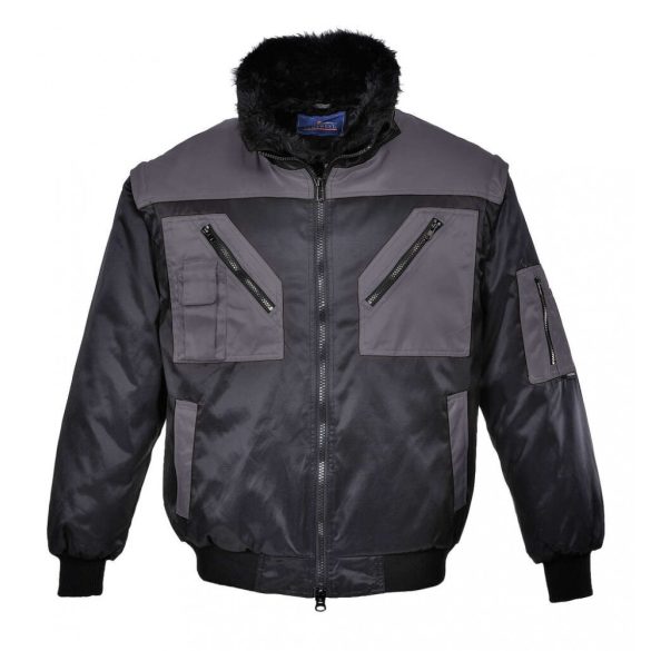 Portwest Kéttónusú pilóta munkavédelmi dzseki-PJ20-fekete / szürke-2XL