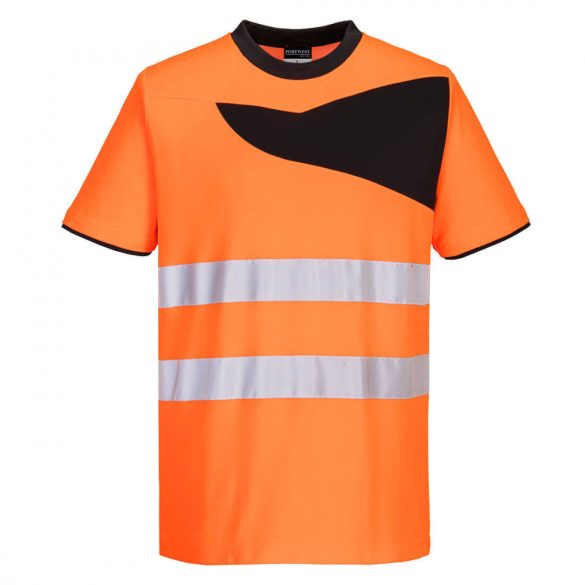 Portwest PW2 Hi-Vis rövid ujjú pólóing-PW213-narancs/fekete-S