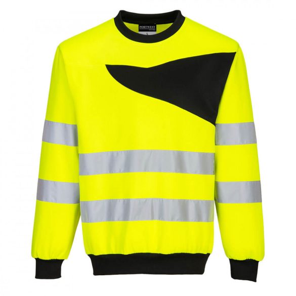 Portwest PW2 Hi-Vis Crewneck Sweatshirt-PW277-sárga / fekete-S