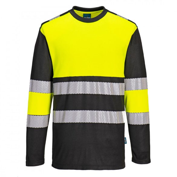 Portwest PW3 Hi-Vis Class 1 póló L/S-PW312-sárga / fekete-XL