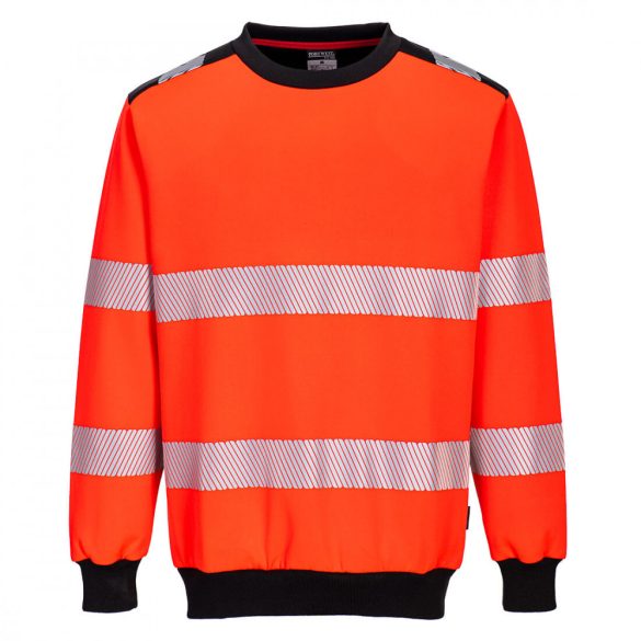 Portwest PW3 Hi-Vis Crew Neck pulóver-PW379-piros/fekete-XL