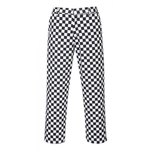 Portwest Harrow séf nadrág-S068-fekete / fehér-2XL