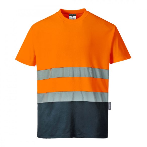 Portwest Hi-Vis kontraszt pólóing-S173-narancs / tengerészkék-XS