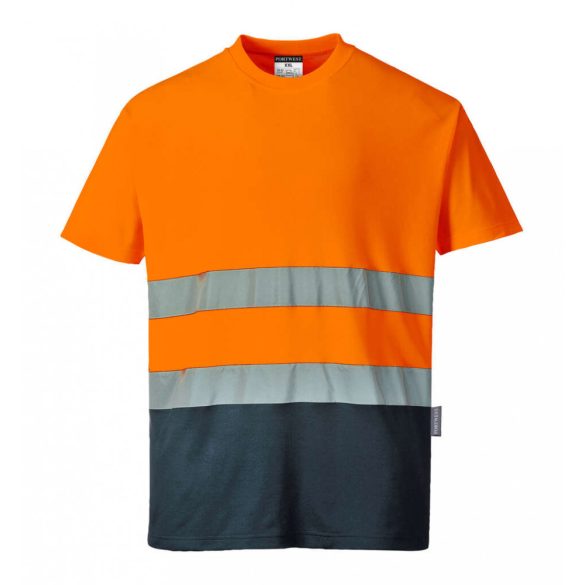 Portwest Hi-Vis kontraszt pólóing-S173-narancs / tengerészkék-2XL