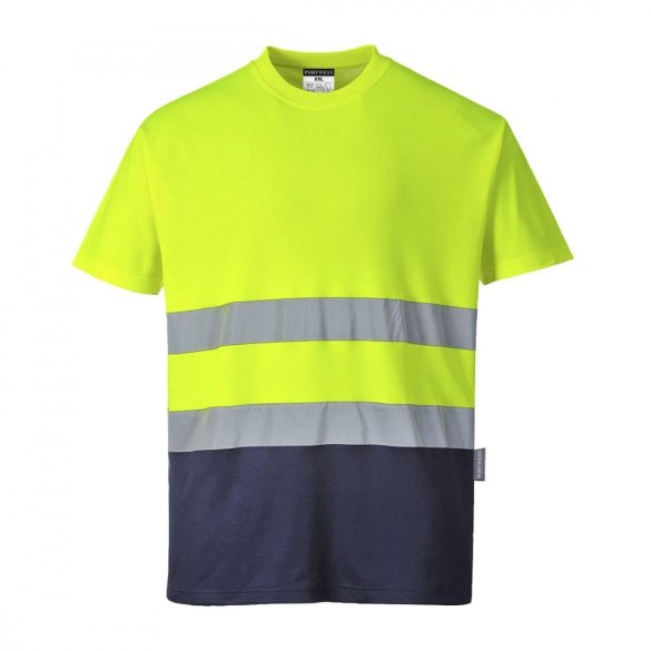 Portwest Hi-Vis kontraszt pólóing-S173-sárga / tengerészkék-4XL