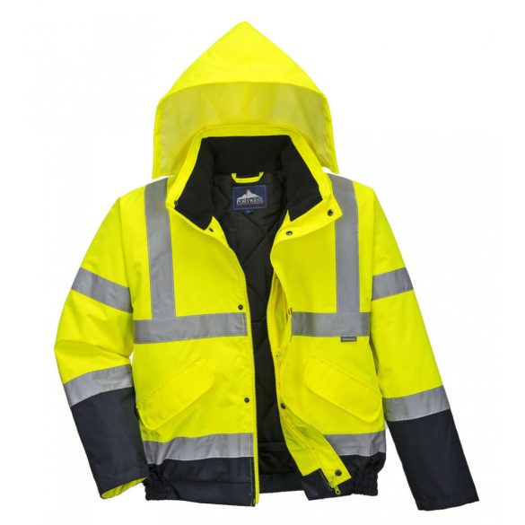 Portwest Hi-Vis kéttónusú bomber kabát-S266-sárga / tengerészkék-L