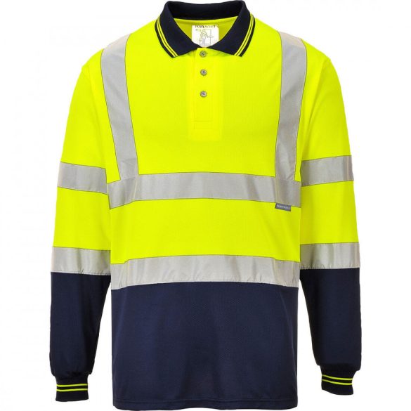 Portwest Kéttónusú hosszú ujjú póló-S279-sárga / tengerészkék-4XL