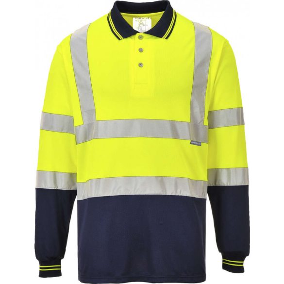 Portwest Kéttónusú hosszú ujjú póló-S279-sárga / tengerészkék-L