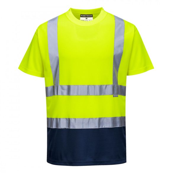 Portwest Kéttónusú pólóing-S378-sárga / tengerészkék-L