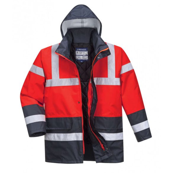 Portwest Kontraszt Traffic munkavédelmi kabát-S466-piros/tengerészkék-L