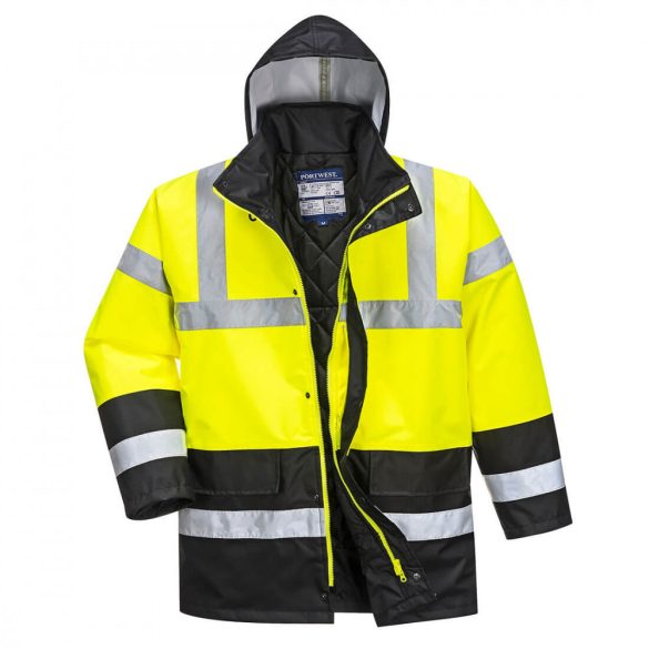 Portwest Kontraszt Traffic munkavédelmi kabát-S466-sárga / fekete-2XL
