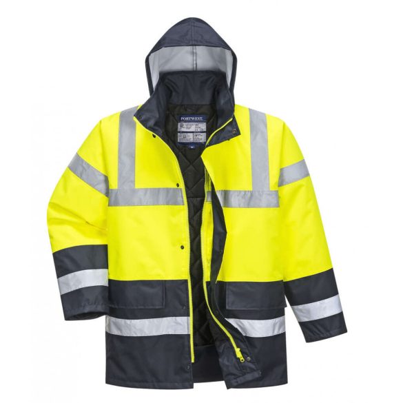 Portwest Kontraszt Traffic munkavédelmi kabát-S466-sárga/tengerészkék-S